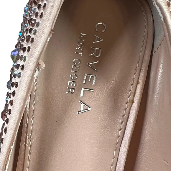 Carvela Kurt Geiger Rose Gold Lovebird Crystal-embellished Satin Stilettos - Picture 5 of 12